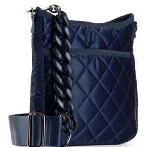 Haute Shore Navy Quilted Crossbody Bag | 2 Straps | Lightweight Nylon